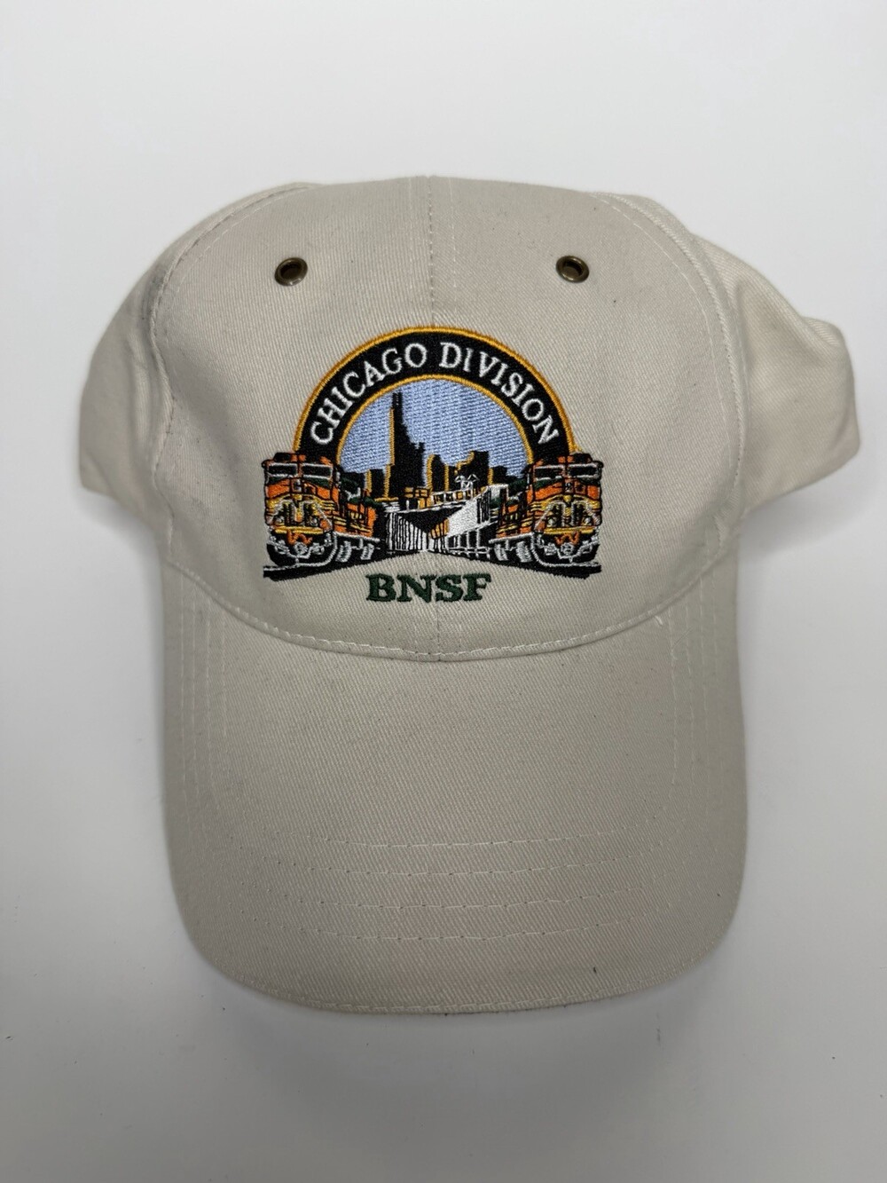 BNSF Chicago Division Train Hat Embroidered Strapback Vintage Two Train Engines